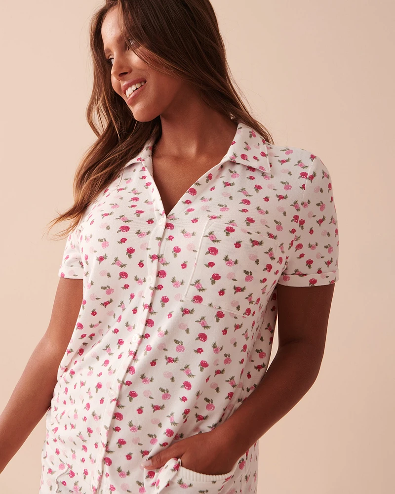 Recycled Fibers Floral Button-down Shirt