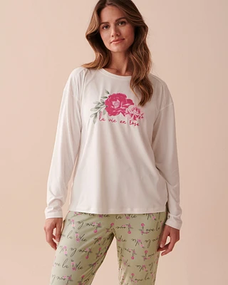Chandail manches longues ultra doux à fleurs
