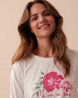 Chandail manches longues ultra doux à fleurs