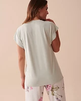 T-shirt col rond ultra doux à fleurs