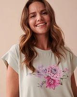 T-shirt col rond ultra doux à fleurs