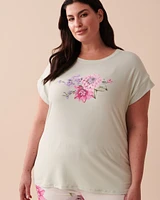 T-shirt col rond ultra doux à fleurs