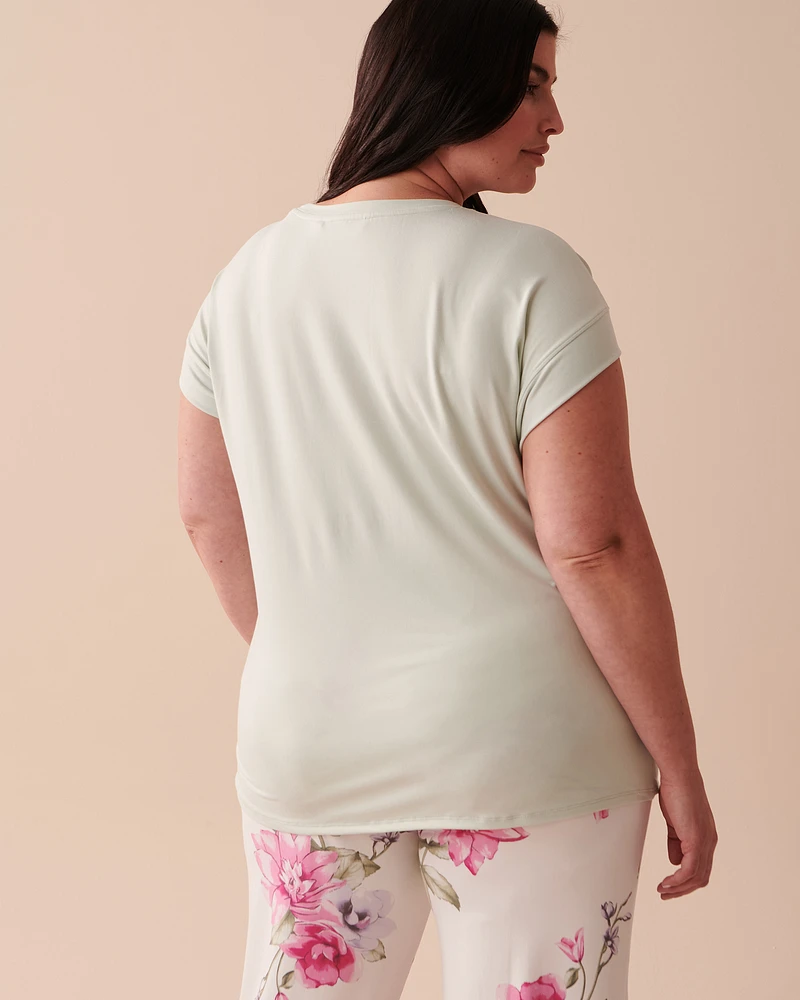 T-shirt col rond ultra doux à fleurs
