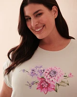 T-shirt col rond ultra doux à fleurs