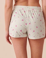 Short de pyjama ultra doux à rayures fleuries