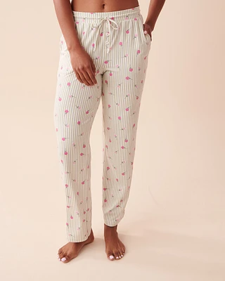 Pantalon de pyjama ultra doux à rayures fleuries