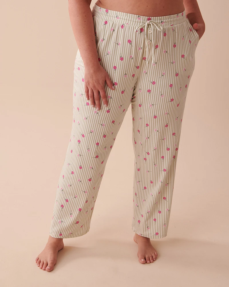 Pantalon de pyjama ultra doux à rayures fleuries