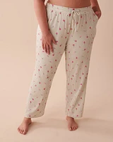 Pantalon de pyjama ultra doux à rayures fleuries