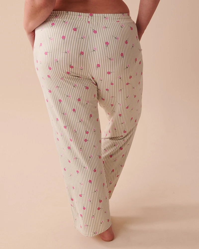 Pantalon de pyjama ultra doux à rayures fleuries