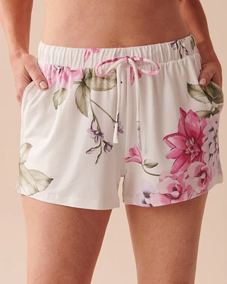 Short de pyjama ultra doux à fleurs