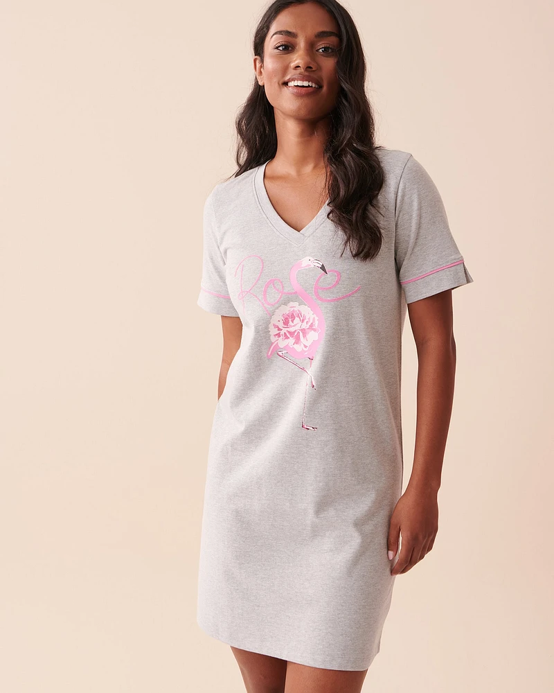 Chemise de nuit flamant rose en coton