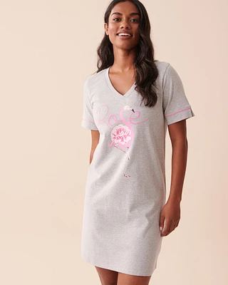 Chemise de nuit flamant rose en coton