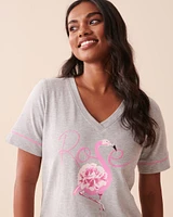 Chemise de nuit flamant rose en coton