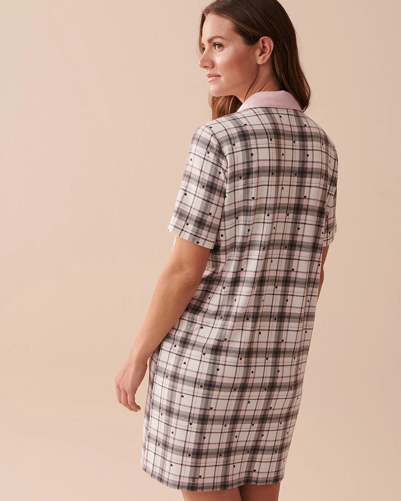 Recycled Fibers Plaid Short Sleeve Sleepshirt