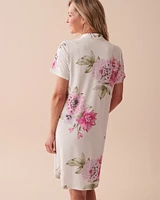 Chemise de nuit manches courtes ultra douce à fleurs