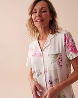 Chemise de nuit manches courtes ultra douce à fleurs