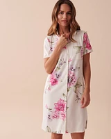 Chemise de nuit manches courtes ultra douce à fleurs