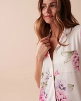 Chemise de nuit manches courtes ultra douce à fleurs