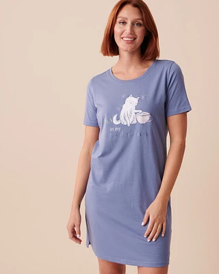 Chemise de nuit manches courtes en coton
