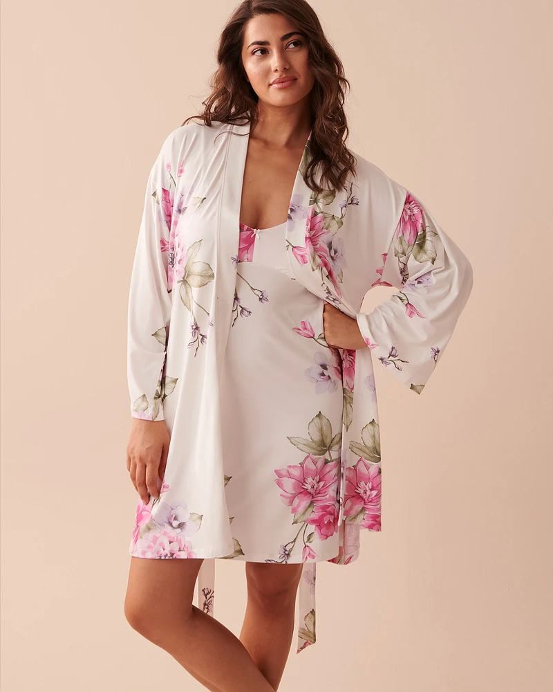 Kimono ultra doux à fleurs