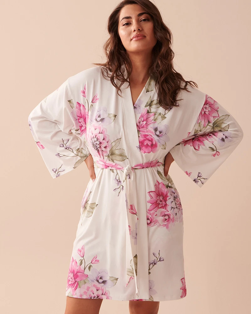 Kimono ultra doux à fleurs