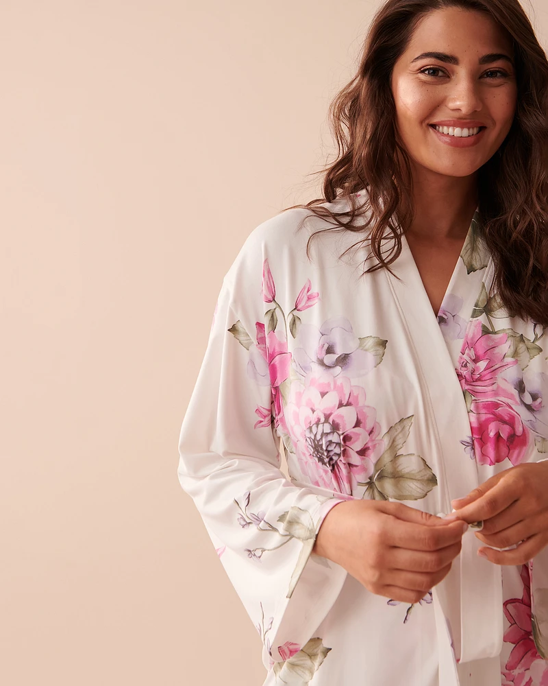 Kimono ultra doux à fleurs