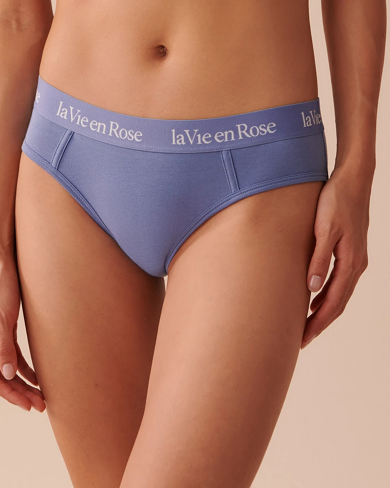 Culotte bikini coton et bande élastique logo