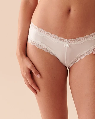 Microfiber and Lace Trim Cheeky Panty