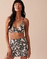 Haut de bikini triangle torsadé KHAKI GREY FLORAL