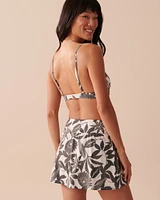 Haut de bikini triangle torsadé KHAKI GREY FLORAL