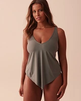 Haut tankini coupe fluide bonnet D KHAKI GREY