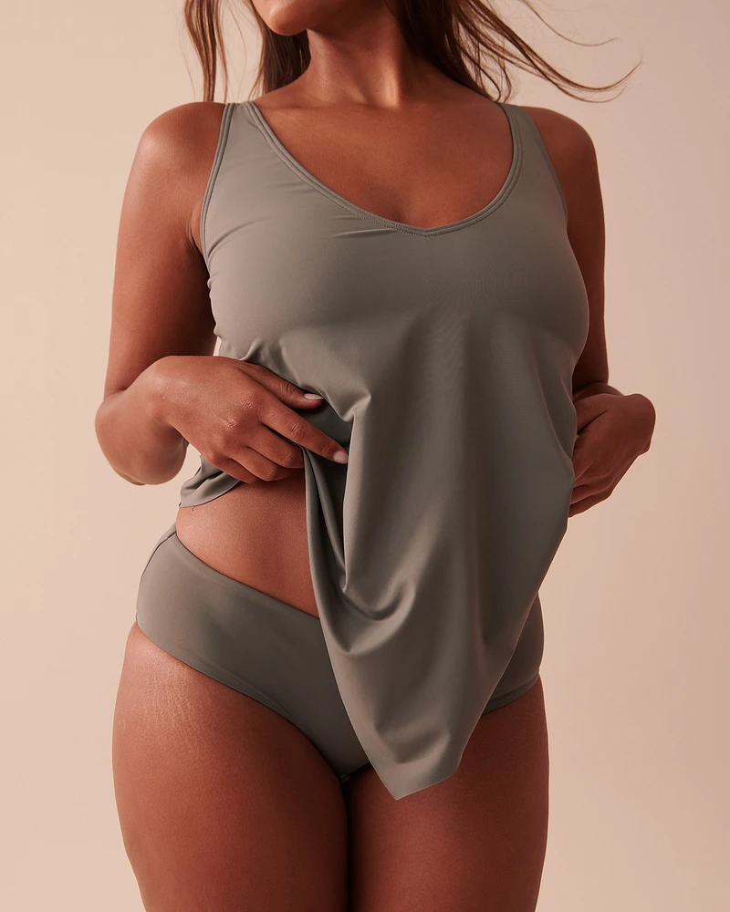 Haut tankini coupe fluide bonnet D KHAKI GREY