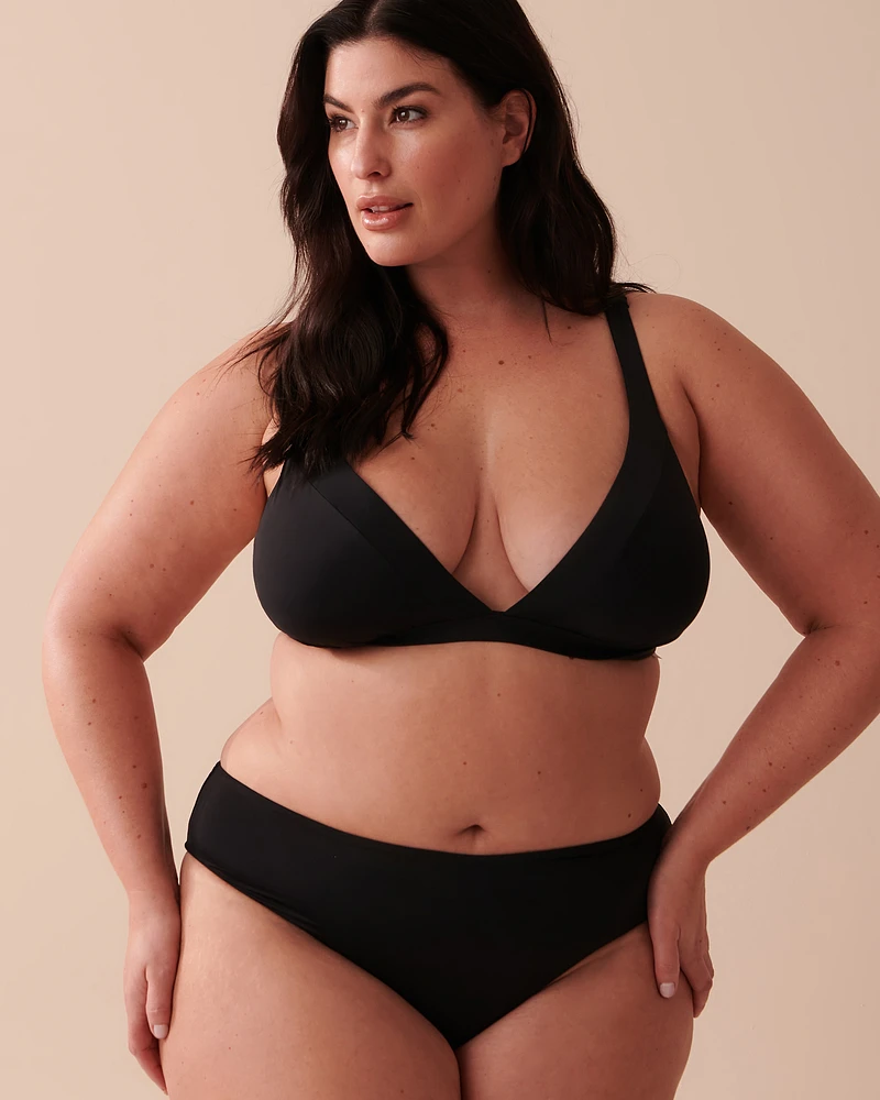 BLACK Mid Waist Cheeky Bikini Bottom