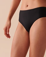 BLACK Mid Waist Cheeky Bikini Bottom