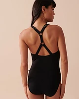 Maillot une-pièce dos nageur texturé SOLID