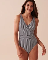 Maillot une-pièce croisé à l'avant RETRO STRIPED