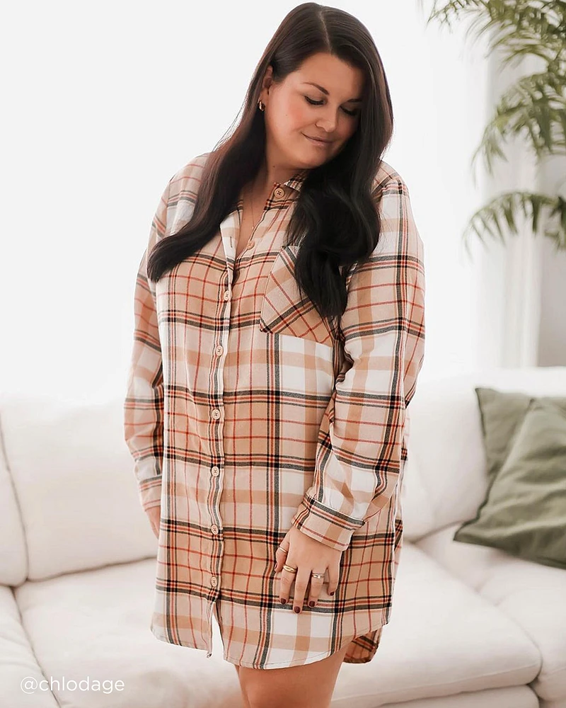 Plaid Button-down Sleepshirt