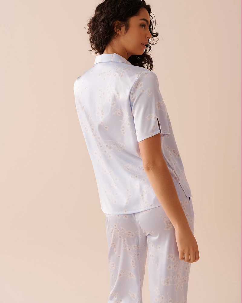 Satin Short Sleeve Button-down Shirt
