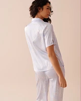 Satin Short Sleeve Button-down Shirt