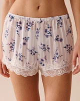 Short bordure de dentelle en tissu jacquard à fleurs