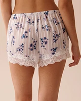 Short bordure de dentelle en tissu jacquard à fleurs