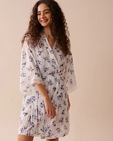 Lace Trim Floral Jacquard Kimono