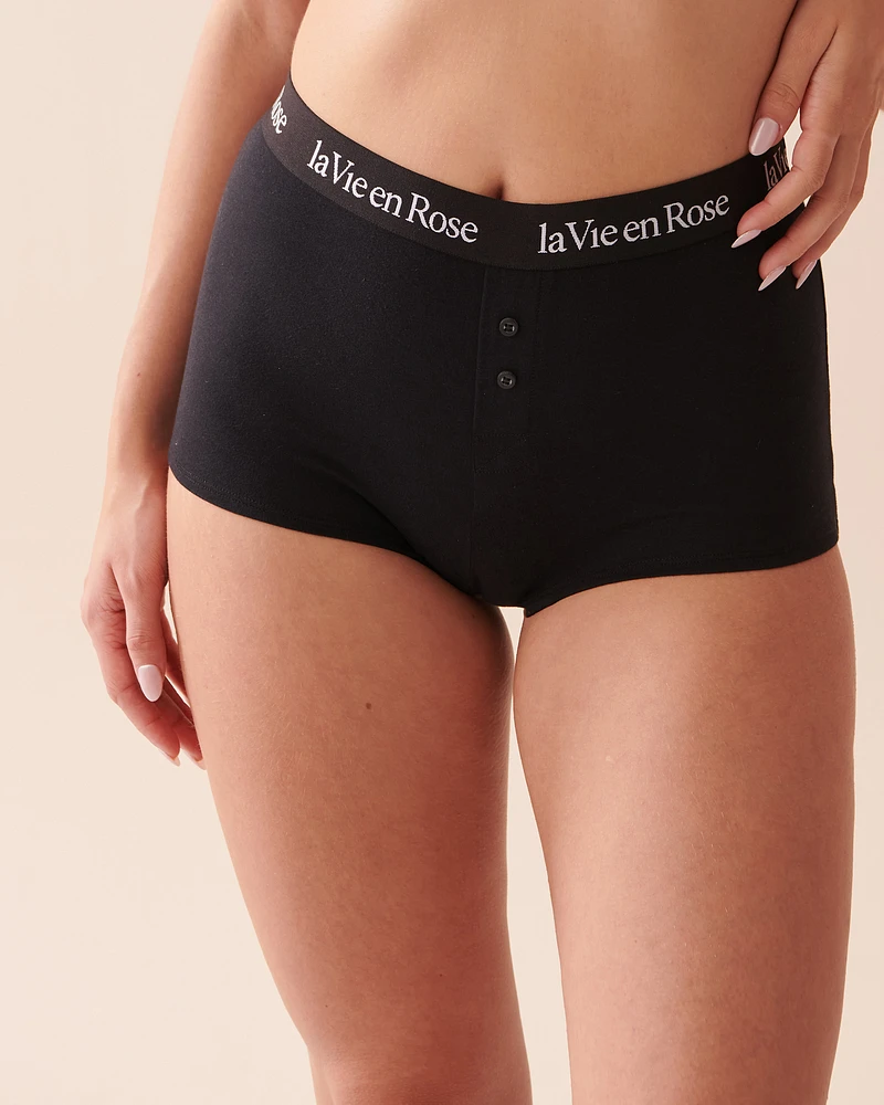 Cotton and Logo Elastic Band High Waist Boyleg Panty