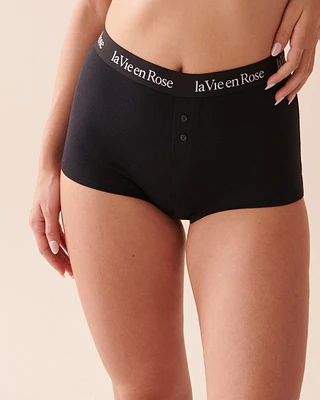 Cotton and Logo Elastic Band High Waist Boyleg Panty