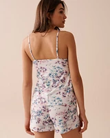 Camisole bordure de dentelle ultra douce à imprimé bucolique