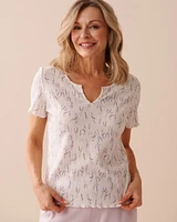 Lettuce Edge Ribbed V-neck T-shirt