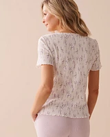 Lettuce Edge Ribbed V-neck T-shirt