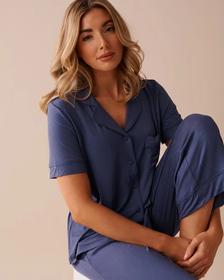 Soft Jersey Short Sleeve Button-down Shirt