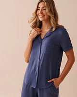 Soft Jersey Short Sleeve Button-down Shirt