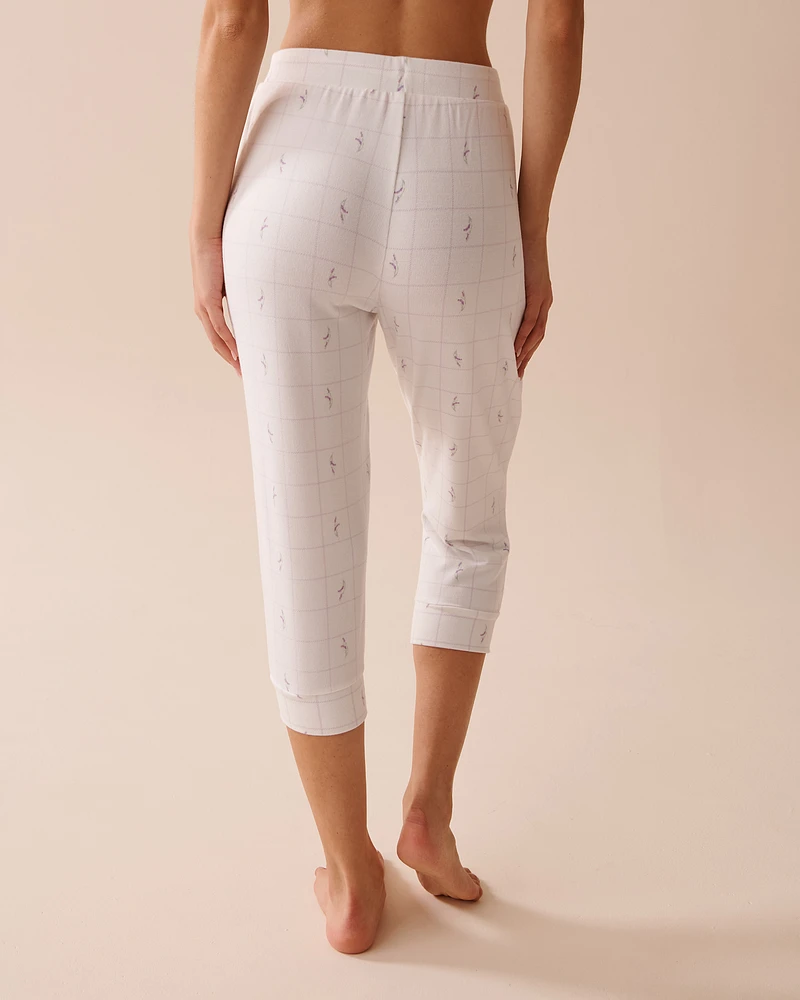 Recycled Fibers Lavender Plaid Fitted Capris